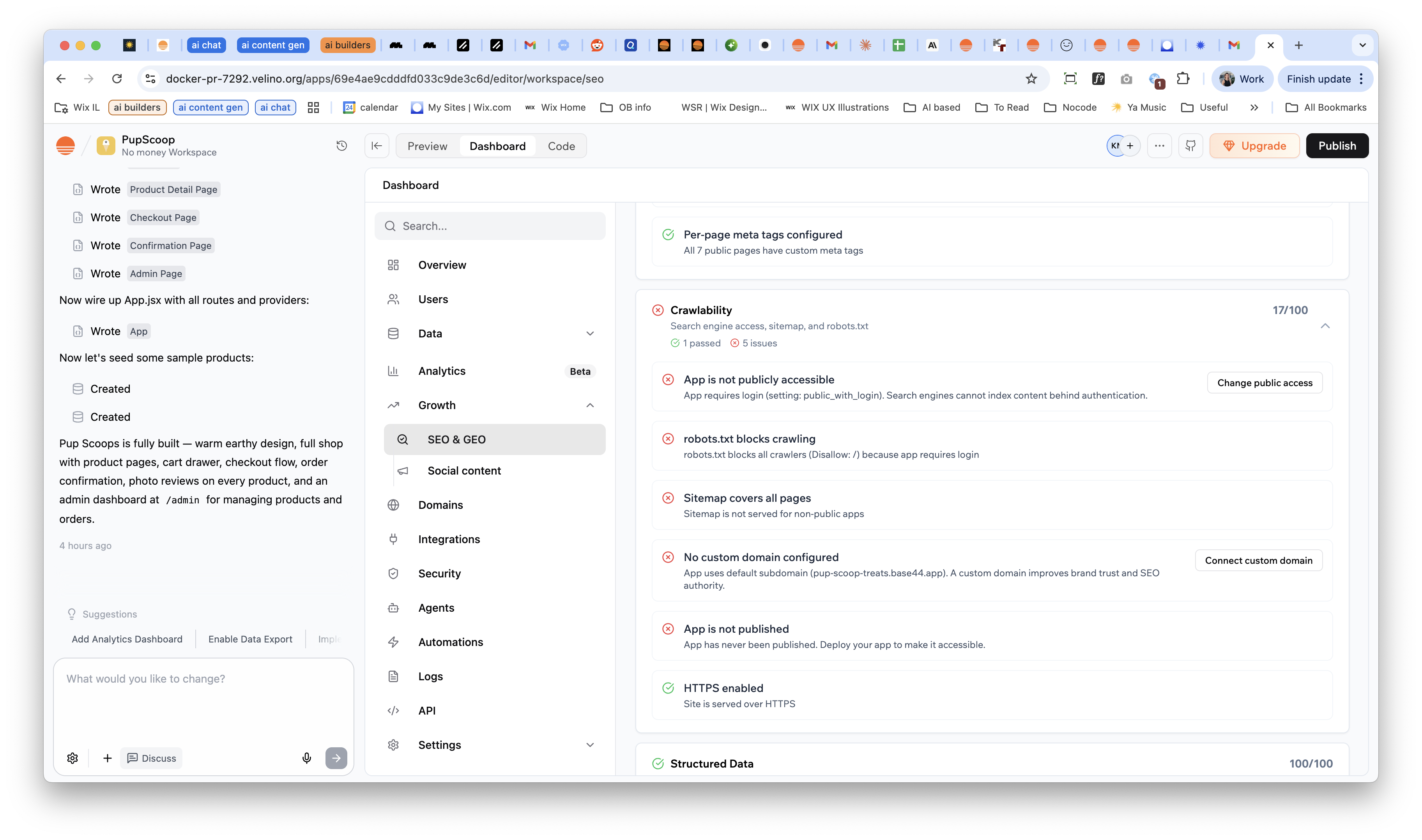 One long checklist, full of repeated items, not prioritized.